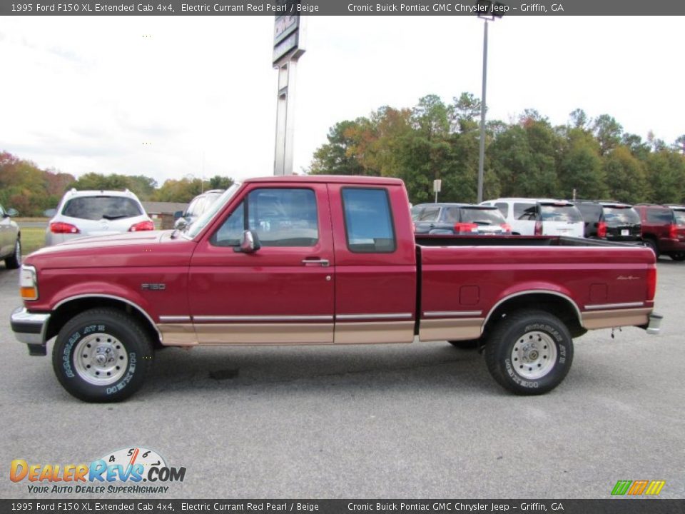 Electric Currant Red Pearl 1995 Ford F150 XL Extended Cab 4x4 Photo #4