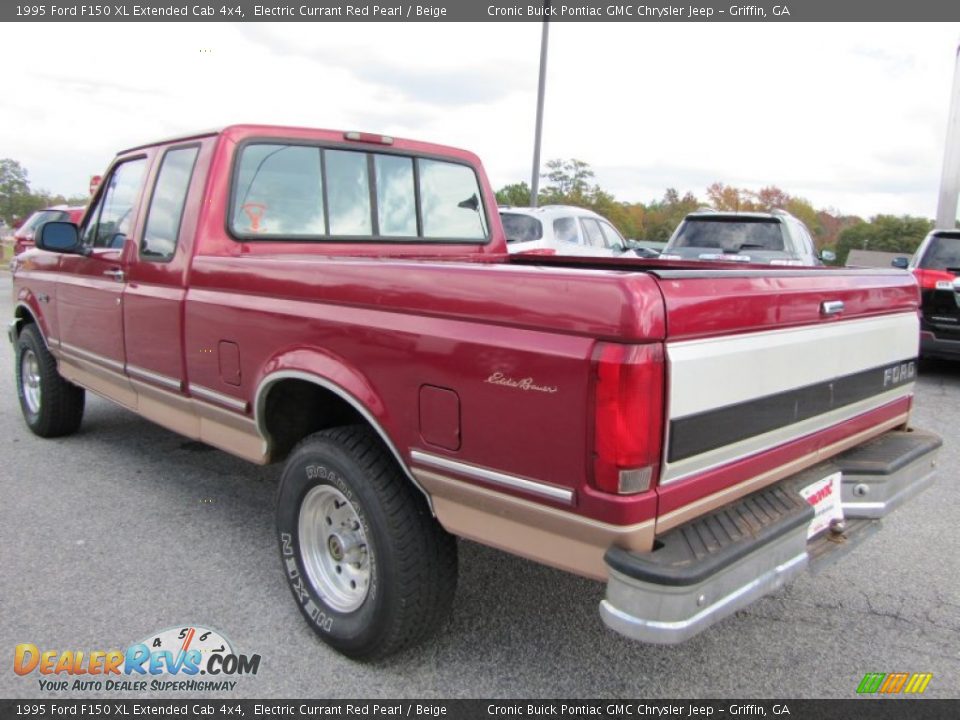 1995 Ford F150 XL Extended Cab 4x4 Electric Currant Red Pearl / Beige Photo #5