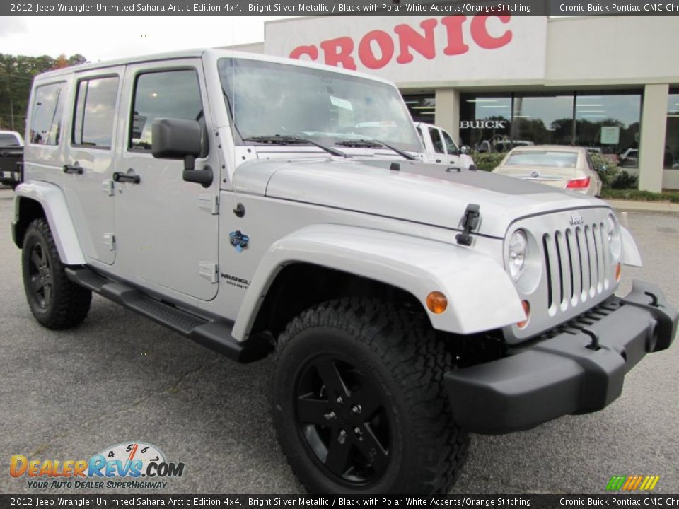 2012 Jeep Wrangler Unlimited Sahara Arctic Edition 4x4 Bright Silver Metallic / Black with Polar White Accents/Orange Stitching Photo #1