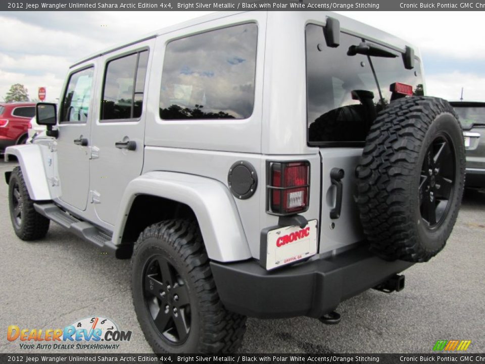2012 Jeep Wrangler Unlimited Sahara Arctic Edition 4x4 Bright Silver Metallic / Black with Polar White Accents/Orange Stitching Photo #5
