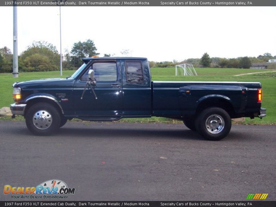 1997 Ford F350 XLT Extended Cab Dually Dark Tourmaline Metallic / Medium Mocha Photo #4