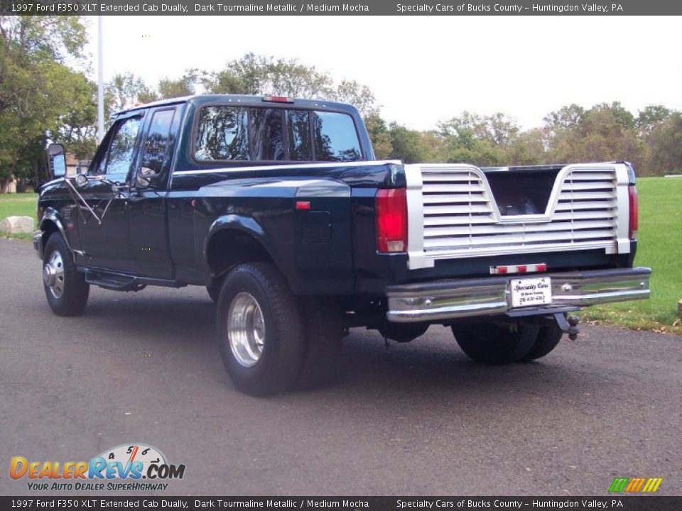 1997 Ford F350 XLT Extended Cab Dually Dark Tourmaline Metallic / Medium Mocha Photo #6