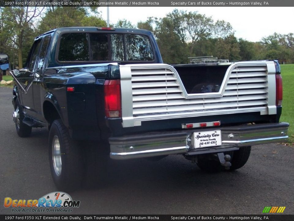 1997 Ford F350 XLT Extended Cab Dually Dark Tourmaline Metallic / Medium Mocha Photo #7