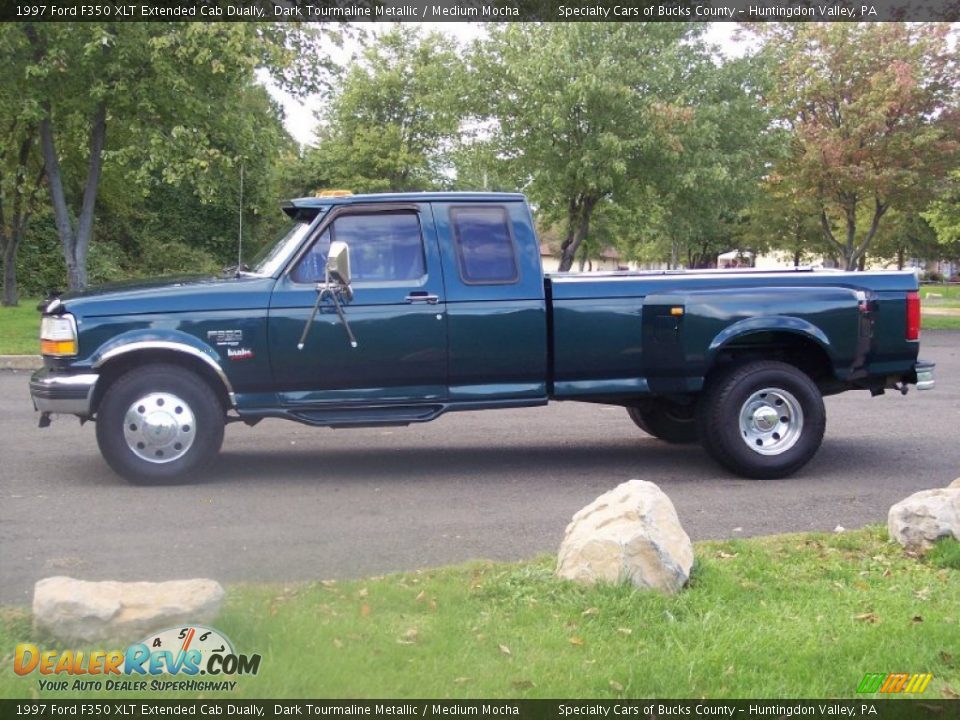 1997 Ford F350 XLT Extended Cab Dually Dark Tourmaline Metallic / Medium Mocha Photo #16