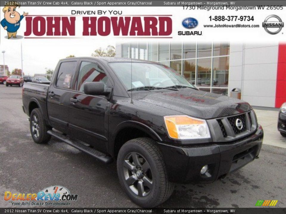 2012 Nissan Titan SV Crew Cab 4x4 Galaxy Black / Sport Apperance Gray/Charcoal Photo #1