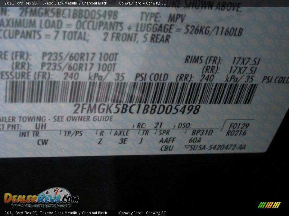 2011 Ford Flex SE Tuxedo Black Metallic / Charcoal Black Photo #28