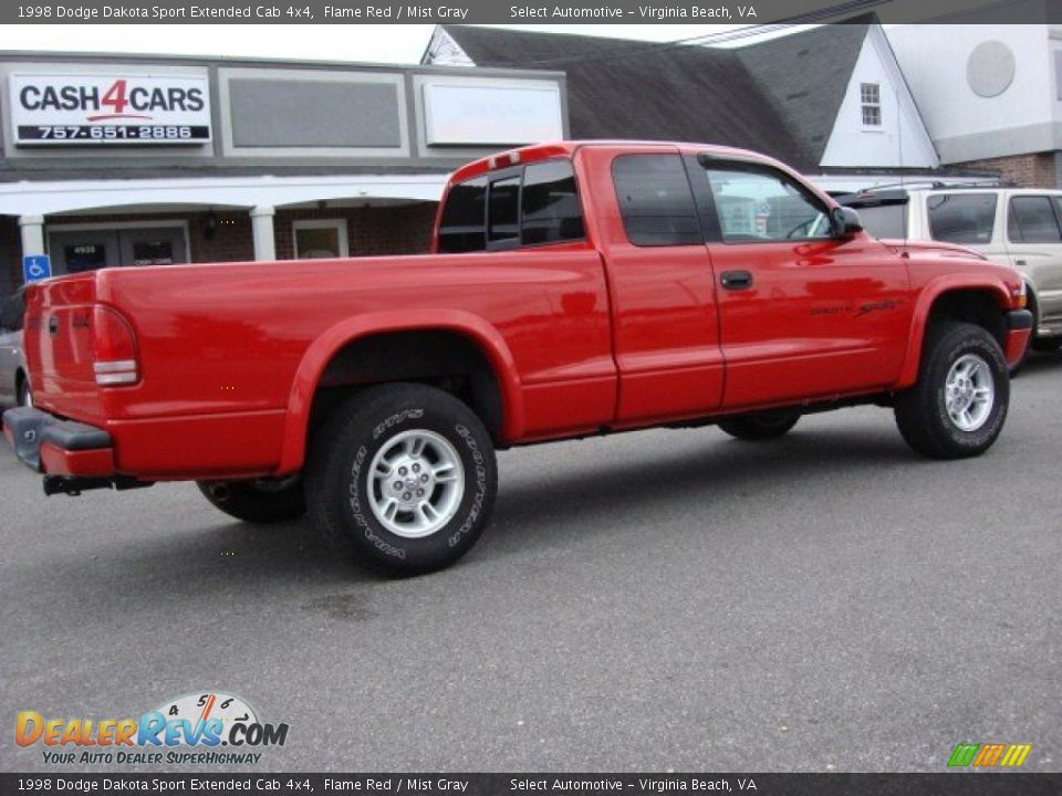 1998 Dodge Dakota Sport Extended Cab 4x4 Flame Red / Mist Gray Photo #5