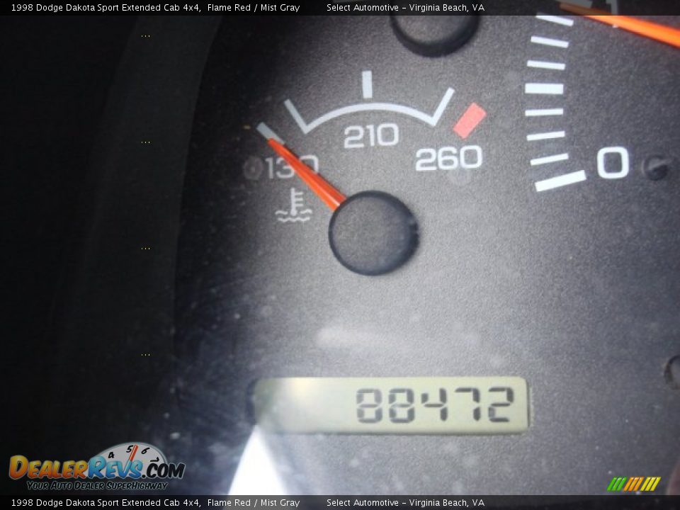 1998 Dodge Dakota Sport Extended Cab 4x4 Flame Red / Mist Gray Photo #12