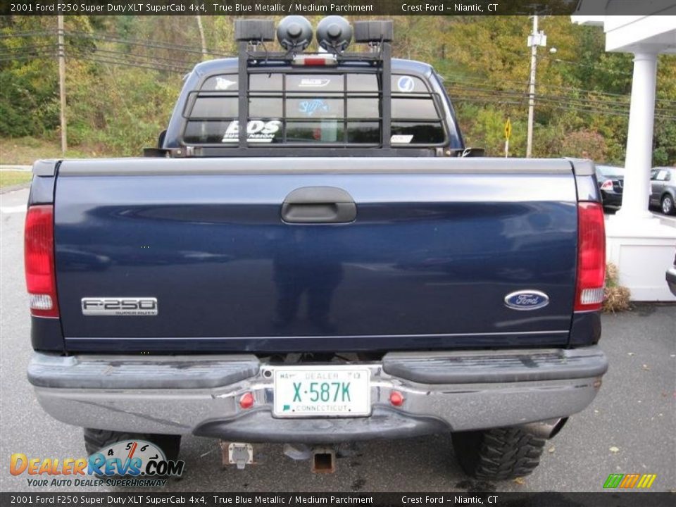 2001 Ford F250 Super Duty XLT SuperCab 4x4 True Blue Metallic / Medium Parchment Photo #6