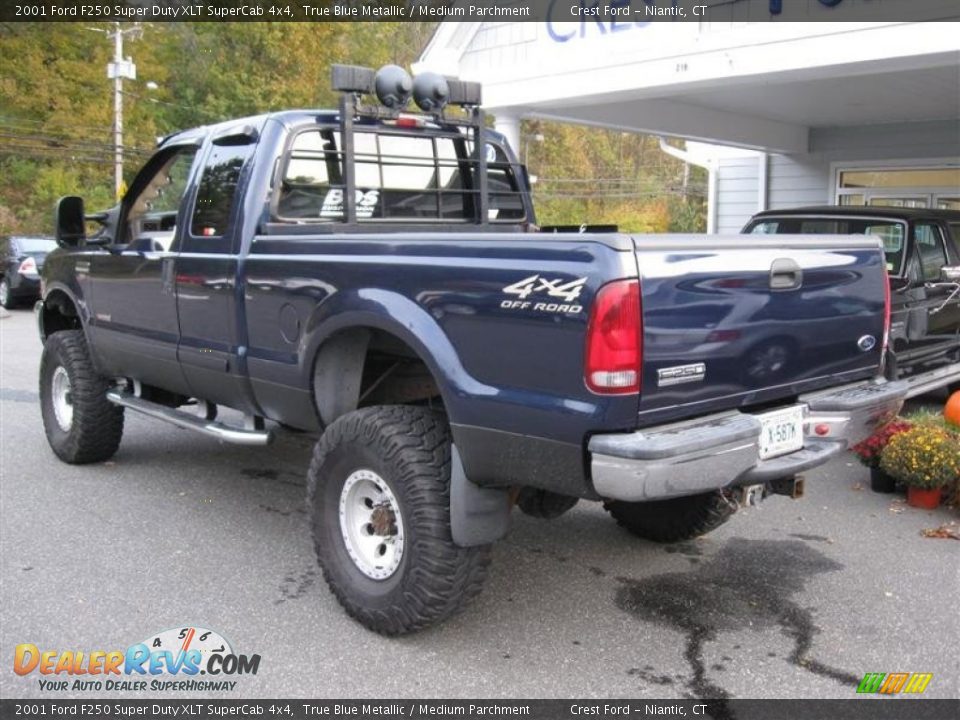 2001 Ford F250 Super Duty XLT SuperCab 4x4 True Blue Metallic / Medium Parchment Photo #7