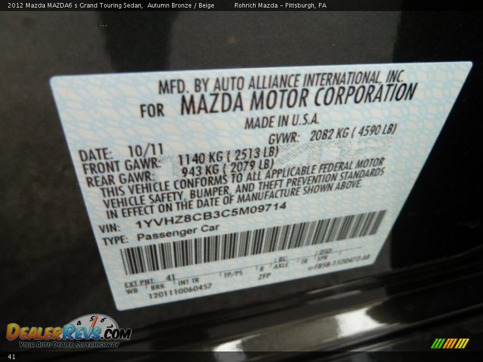 Mazda Color Code 41 Autumn Bronze