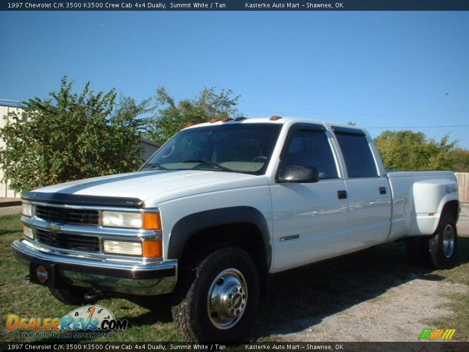 1997 Chevrolet C/K 3500 K3500 Crew Cab 4x4 Dually Summit White / Tan Photo #3