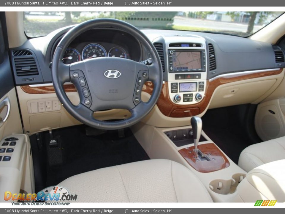 2008 Hyundai Santa Fe Limited 4WD Dark Cherry Red / Beige Photo #14