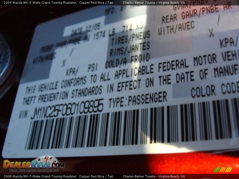 2006 Mazda MX-5 Miata Grand Touring Roadster Copper Red Mica / Tan Photo #24