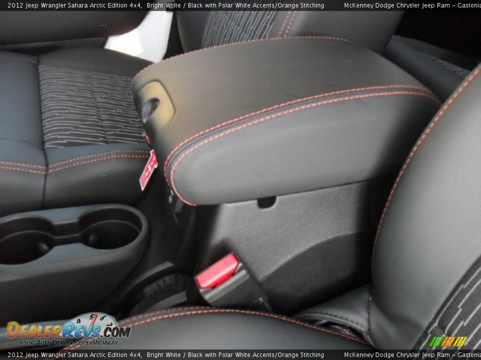 Black with Polar White Accents/Orange Stitching Interior - 2012 Jeep Wrangler Sahara Arctic Edition 4x4 Photo #10