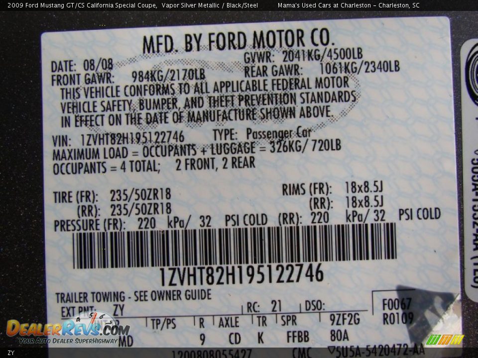 Ford Color Code ZY Vapor Silver Metallic