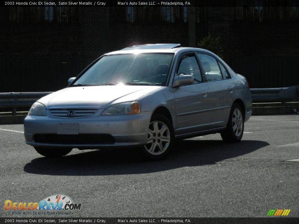 2003 Honda Civic EX Sedan Satin Silver Metallic / Gray Photo #3