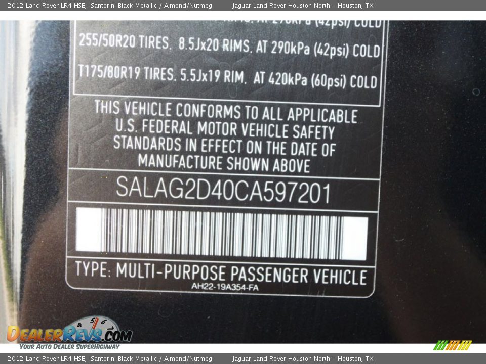 2012 Land Rover LR4 HSE Santorini Black Metallic / Almond/Nutmeg Photo #24