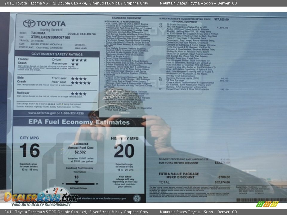 2011 Toyota Tacoma V6 TRD Double Cab 4x4 Silver Streak Mica / Graphite Gray Photo #9