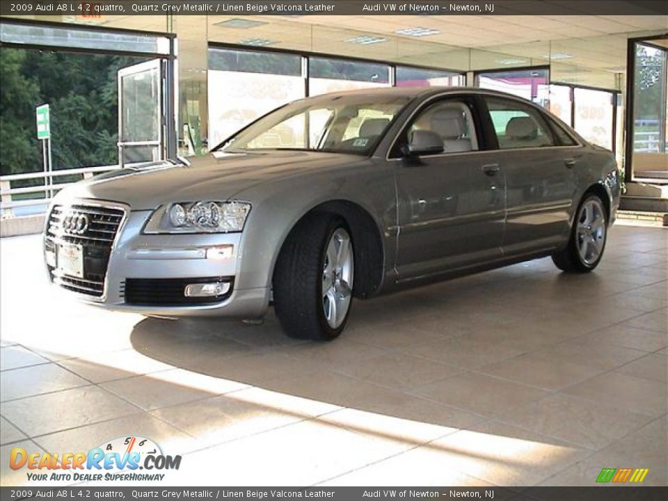 2009 Audi A8 L 4.2 quattro Quartz Grey Metallic / Linen Beige Valcona Leather Photo #3