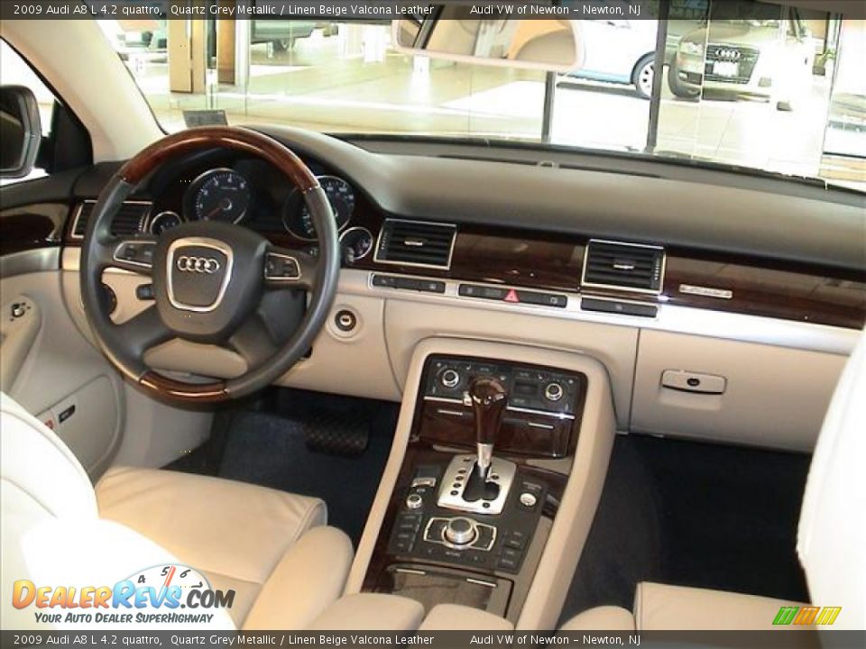 2009 Audi A8 L 4.2 quattro Quartz Grey Metallic / Linen Beige Valcona Leather Photo #4