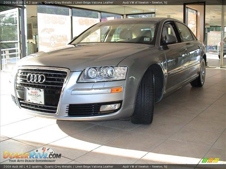 2009 Audi A8 L 4.2 quattro Quartz Grey Metallic / Linen Beige Valcona Leather Photo #7