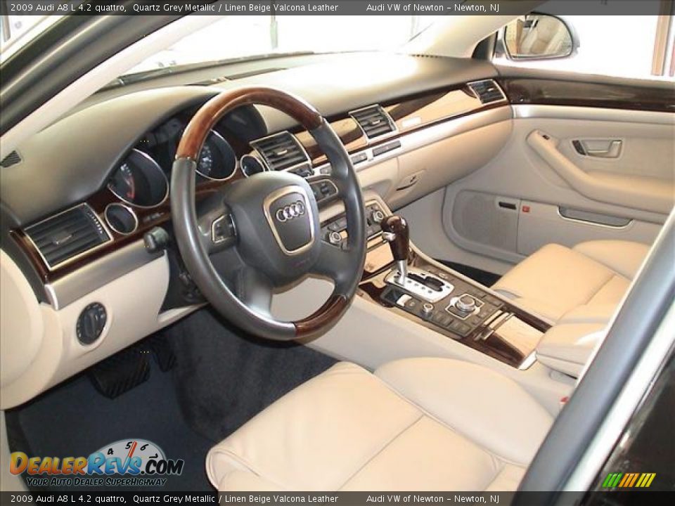 Linen Beige Valcona Leather Interior - 2009 Audi A8 L 4.2 quattro Photo #9