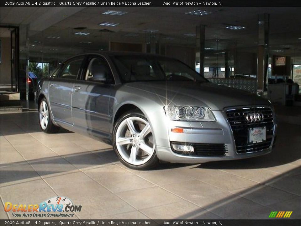 2009 Audi A8 L 4.2 quattro Quartz Grey Metallic / Linen Beige Valcona Leather Photo #11