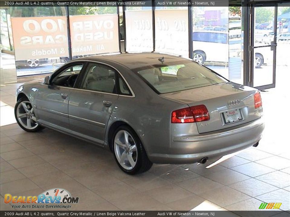 2009 Audi A8 L 4.2 quattro Quartz Grey Metallic / Linen Beige Valcona Leather Photo #25