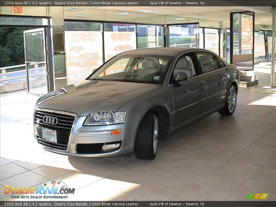 2009 Audi A8 L 4.2 quattro Quartz Grey Metallic / Linen Beige Valcona Leather Photo #27