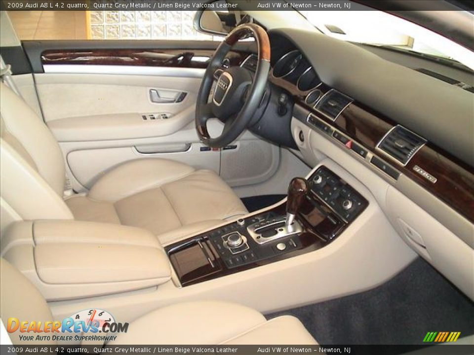 Linen Beige Valcona Leather Interior - 2009 Audi A8 L 4.2 quattro Photo #28