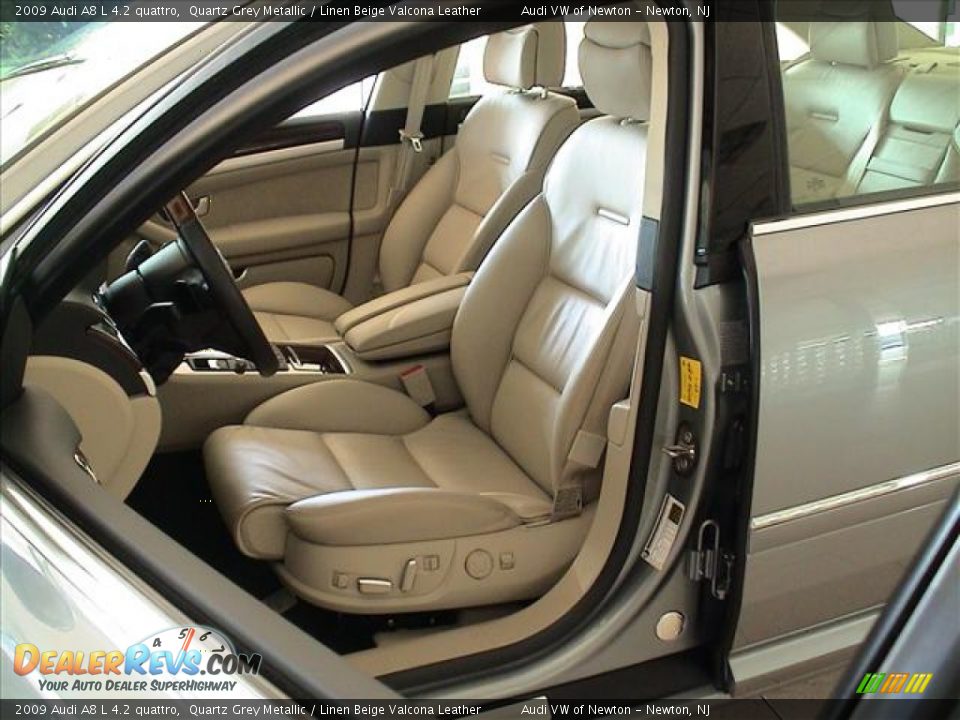 Linen Beige Valcona Leather Interior - 2009 Audi A8 L 4.2 quattro Photo #32