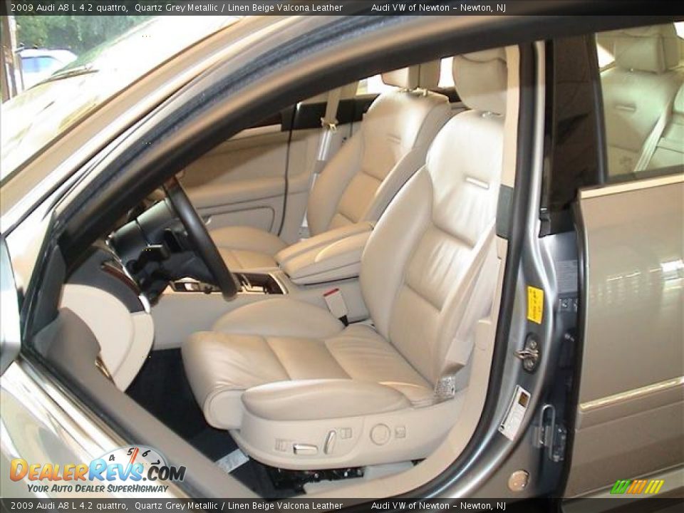 Linen Beige Valcona Leather Interior - 2009 Audi A8 L 4.2 quattro Photo #33