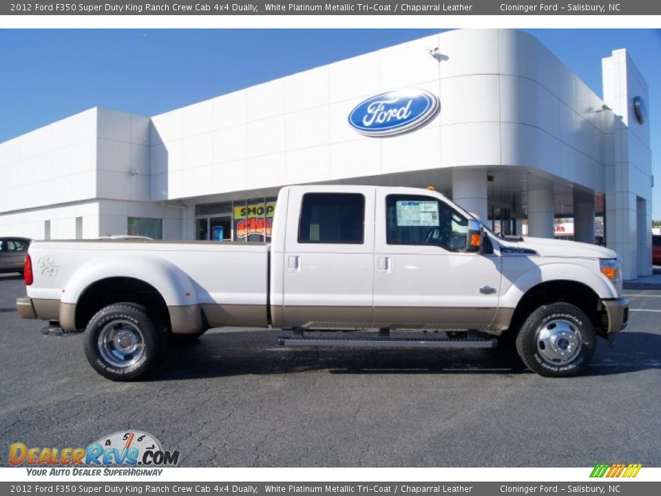 White Platinum Metallic Tri-Coat 2012 Ford F350 Super Duty King Ranch Crew Cab 4x4 Dually Photo #2