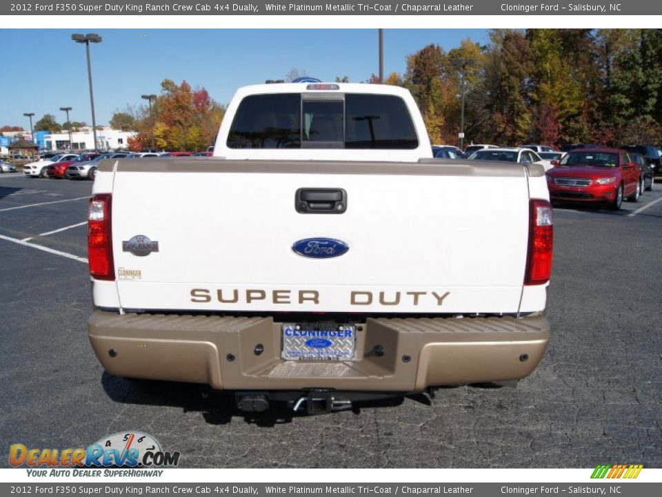 2012 Ford F350 Super Duty King Ranch Crew Cab 4x4 Dually White Platinum Metallic Tri-Coat / Chaparral Leather Photo #4