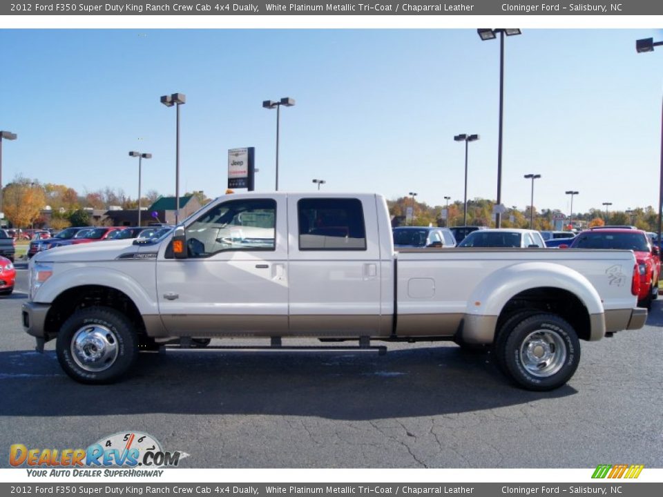 2012 Ford F350 Super Duty King Ranch Crew Cab 4x4 Dually White Platinum Metallic Tri-Coat / Chaparral Leather Photo #5