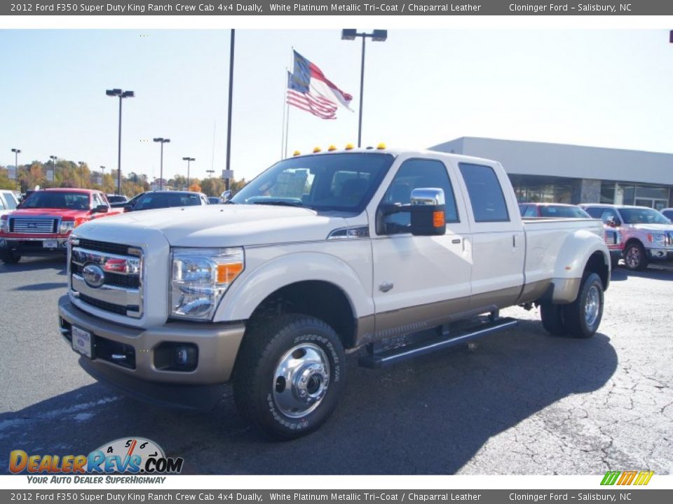 2012 Ford F350 Super Duty King Ranch Crew Cab 4x4 Dually White Platinum Metallic Tri-Coat / Chaparral Leather Photo #6
