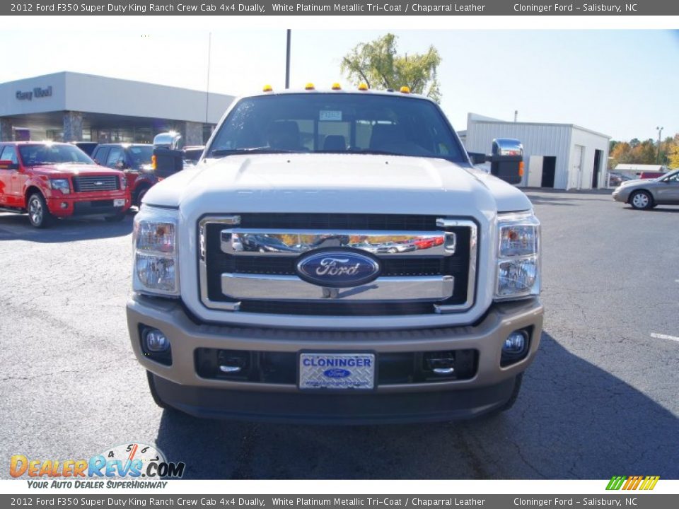 2012 Ford F350 Super Duty King Ranch Crew Cab 4x4 Dually White Platinum Metallic Tri-Coat / Chaparral Leather Photo #7