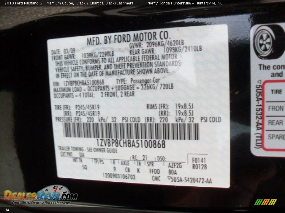 Ford Color Code UA Black