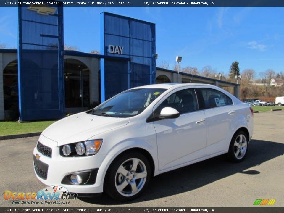 2012 Chevrolet Sonic LTZ Sedan Summit White / Jet Black/Dark Titanium Photo #1