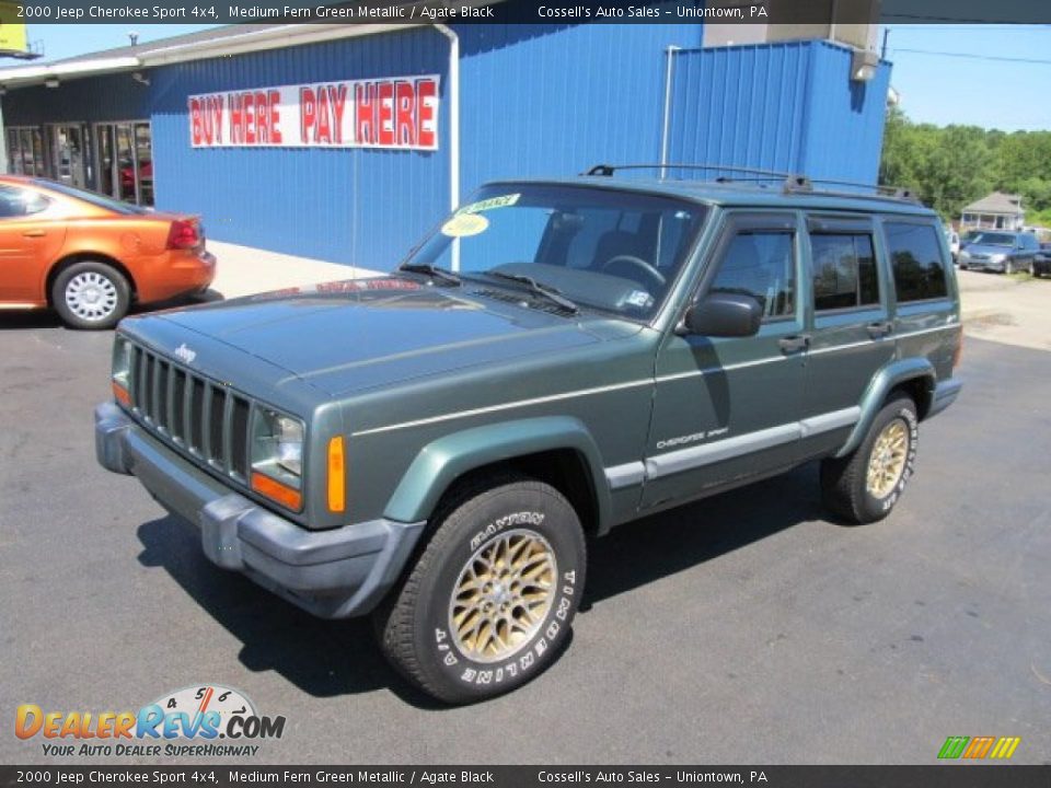 2000 Jeep Cherokee Sport 4x4 Medium Fern Green Metallic / Agate Black Photo #1