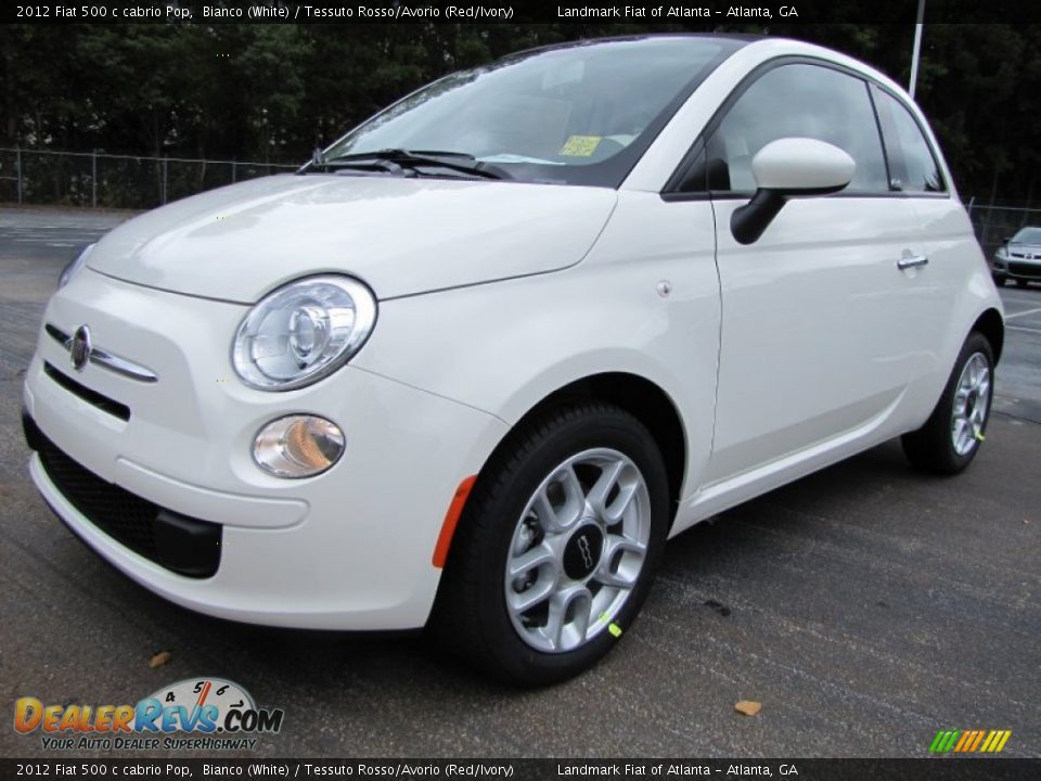 2012 Fiat 500 c cabrio Pop Bianco (White) / Tessuto Rosso/Avorio (Red/Ivory) Photo #1