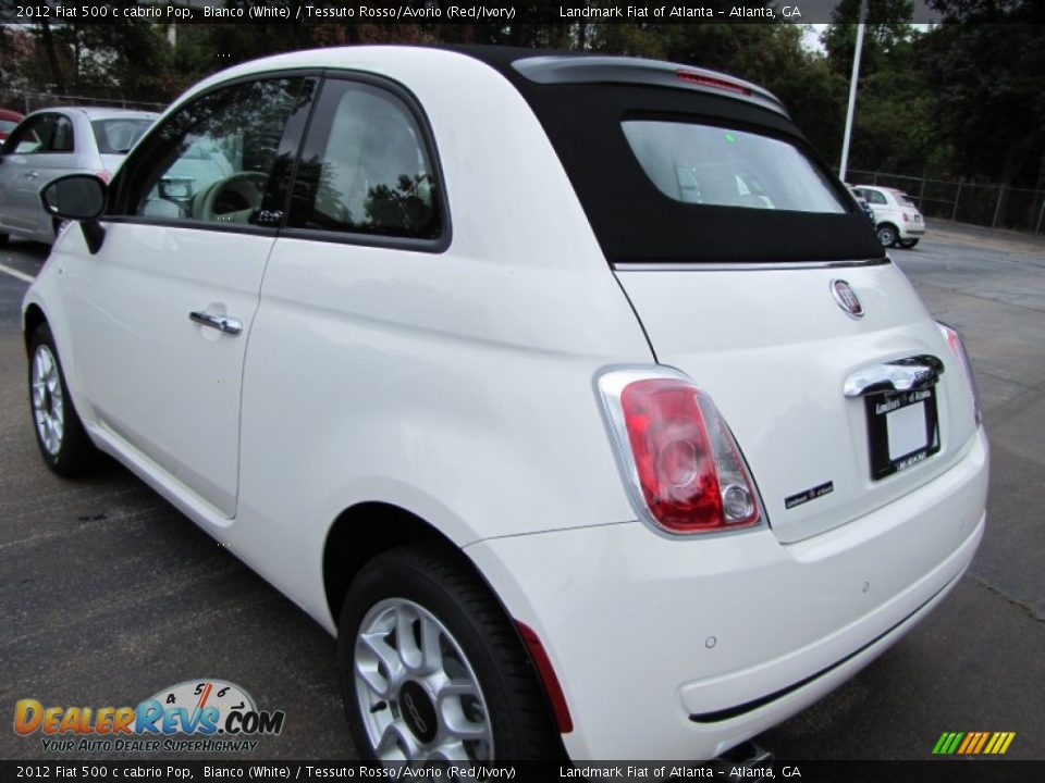 2012 Fiat 500 c cabrio Pop Bianco (White) / Tessuto Rosso/Avorio (Red/Ivory) Photo #2