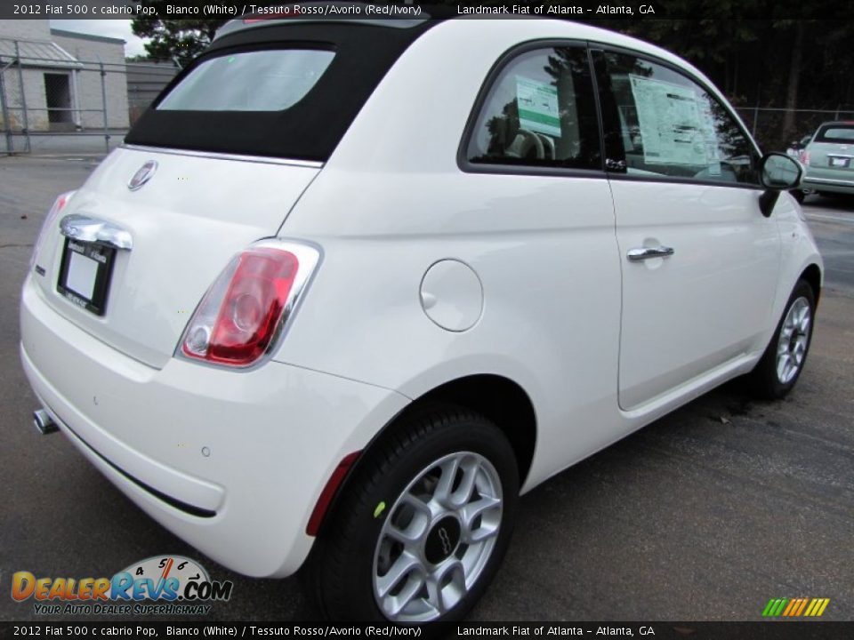 2012 Fiat 500 c cabrio Pop Bianco (White) / Tessuto Rosso/Avorio (Red/Ivory) Photo #3