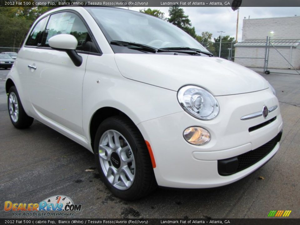 2012 Fiat 500 c cabrio Pop Bianco (White) / Tessuto Rosso/Avorio (Red/Ivory) Photo #4