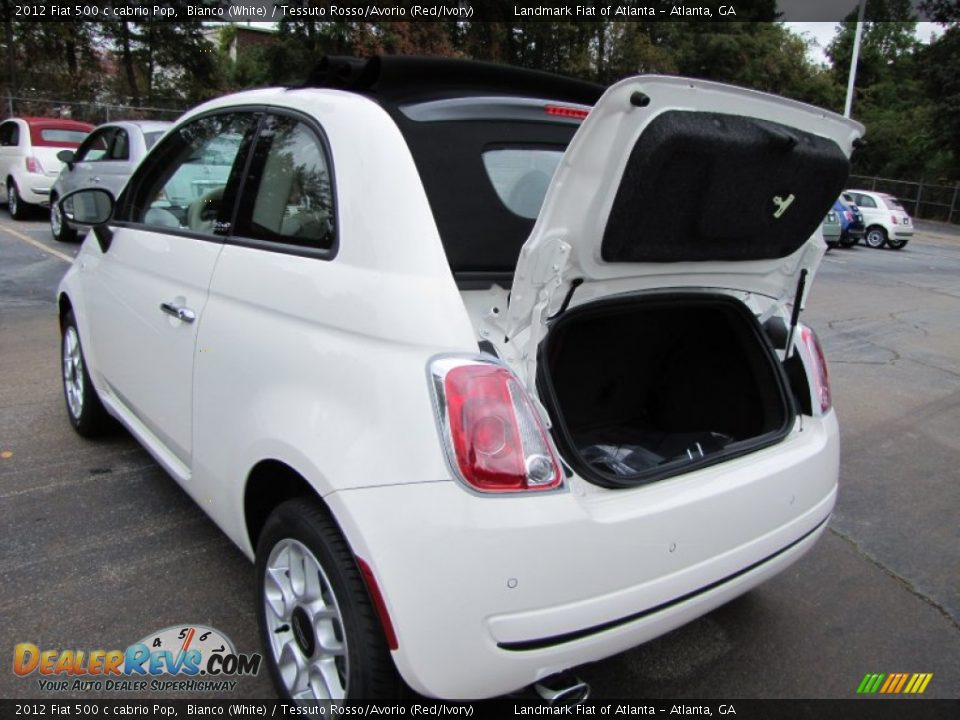 2012 Fiat 500 c cabrio Pop Bianco (White) / Tessuto Rosso/Avorio (Red/Ivory) Photo #7