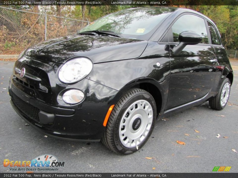 2012 Fiat 500 Pop Nero (Black) / Tessuto Rosso/Nero (Red/Black) Photo #1