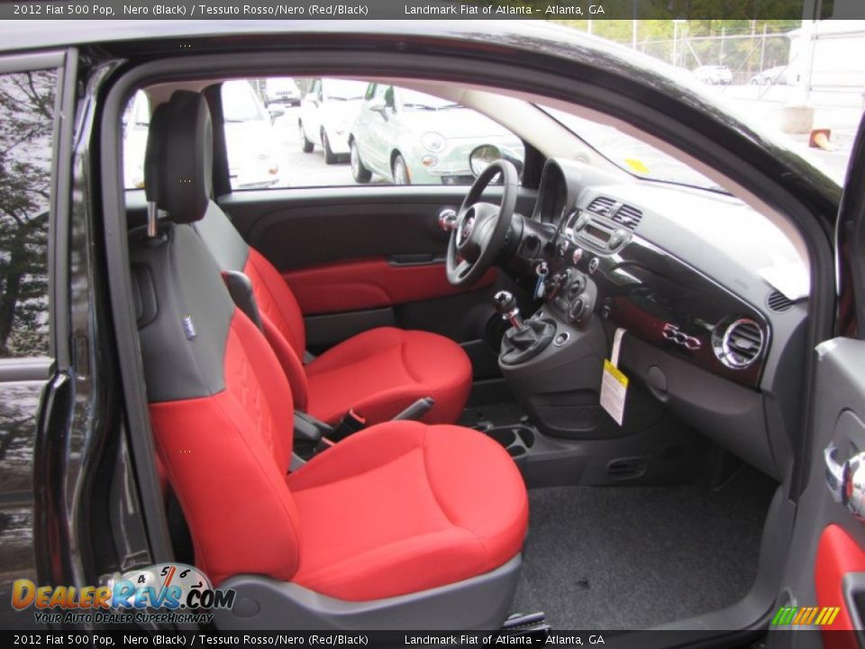 2012 Fiat 500 Pop Nero (Black) / Tessuto Rosso/Nero (Red/Black) Photo #9