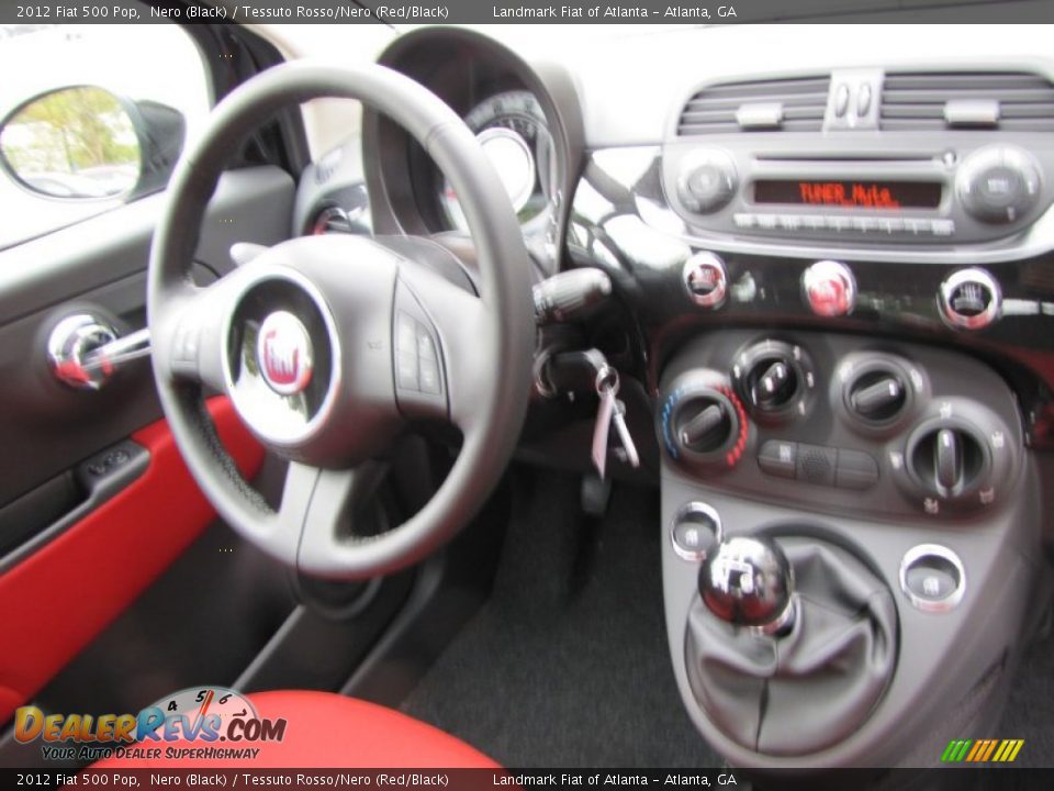 2012 Fiat 500 Pop Nero (Black) / Tessuto Rosso/Nero (Red/Black) Photo #10