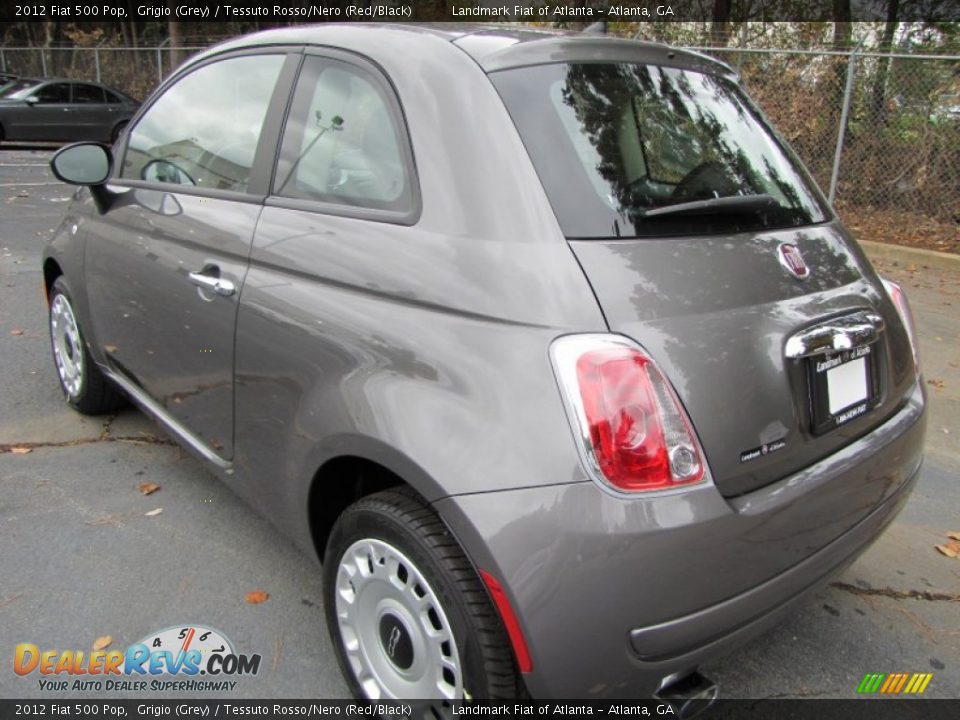 2012 Fiat 500 Pop Grigio (Grey) / Tessuto Rosso/Nero (Red/Black) Photo #2